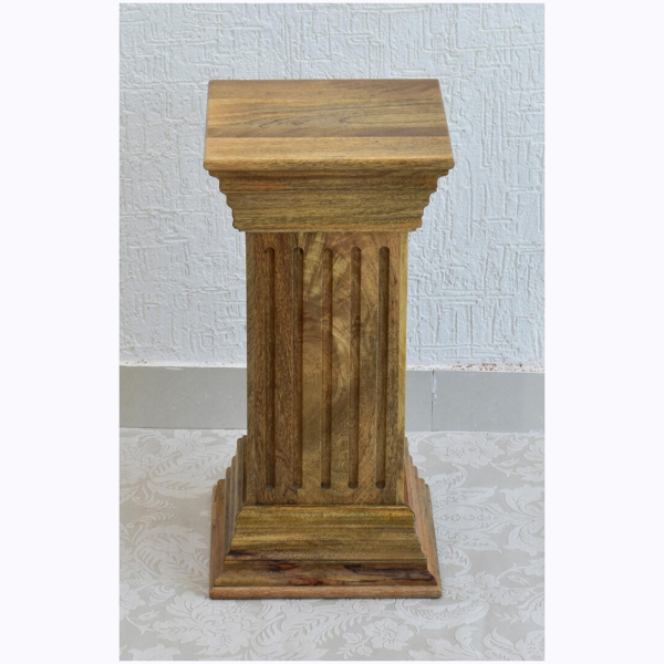 Multipurpose Pedestal/End Table/Vase Stand/Lamp Stand - Natural Teak - Image 4